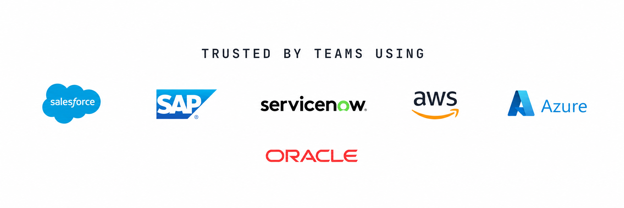 Trusted by teams using Salesforce, SAP, ServiceNow, AWS, Azure and Oracle